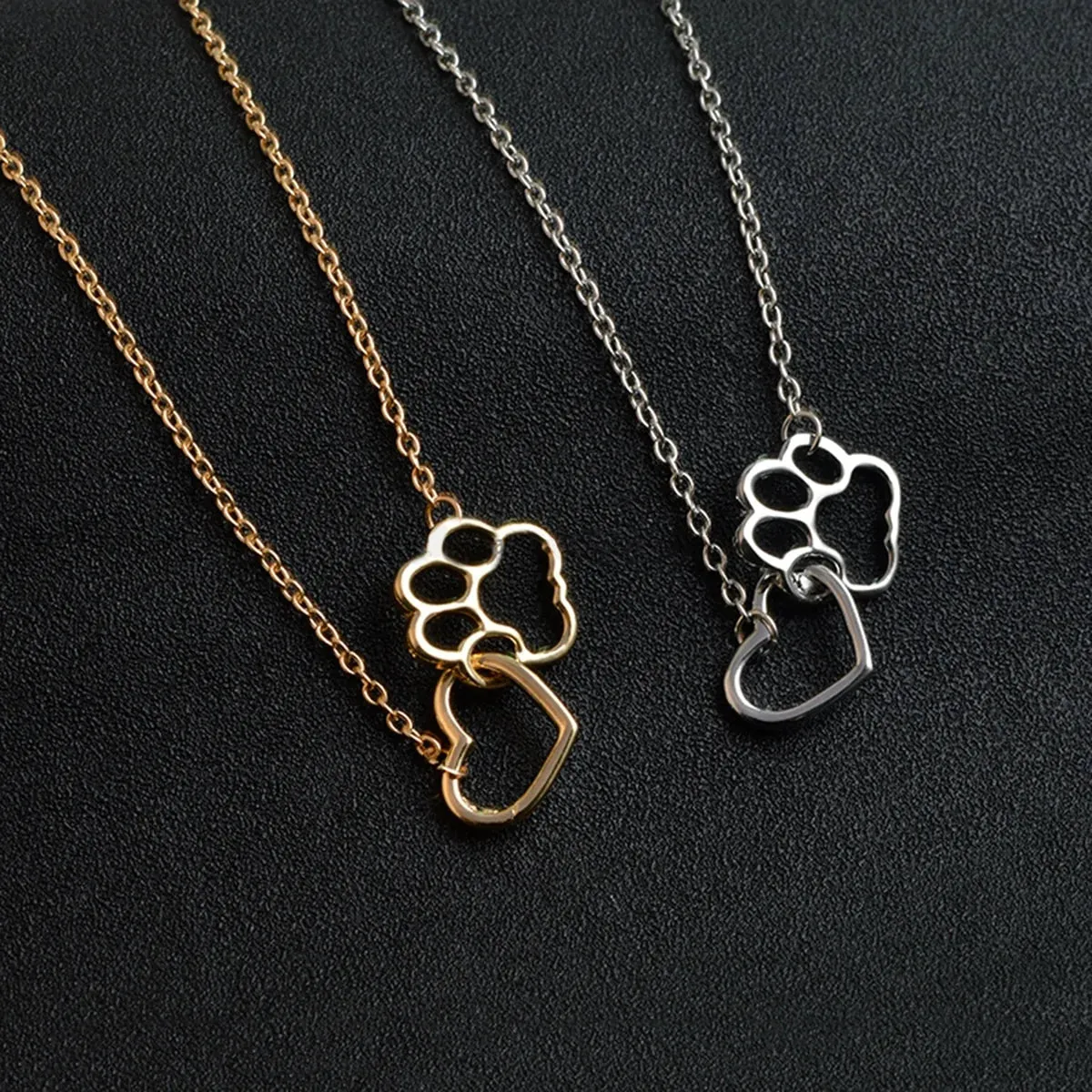 Charming Hollow Pet Paw Footprint Necklaces