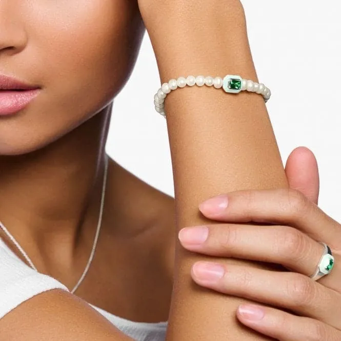 Charming Pearls With Green Stone Bracelet A2096-082-6