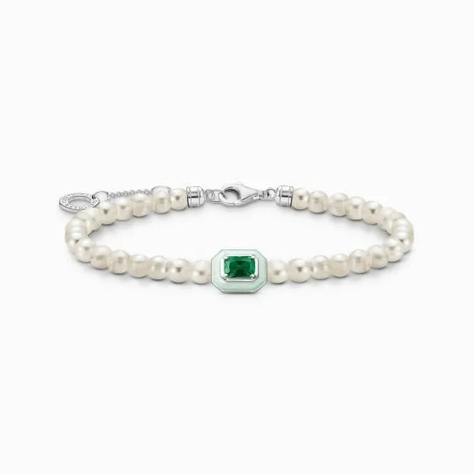 Charming Pearls With Green Stone Bracelet A2096-082-6