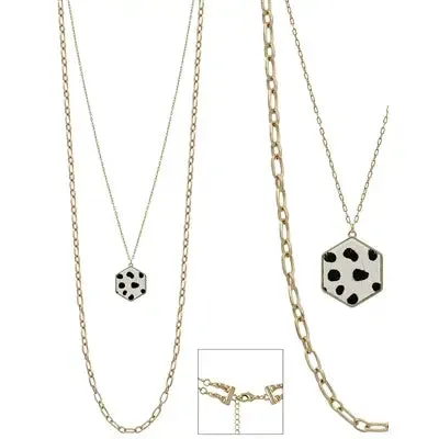 Cheetah Print Hexagon Necklace