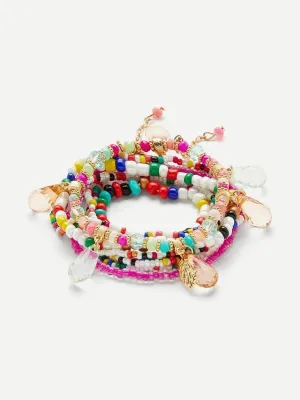 Color Block Layered Beaded Bracelet