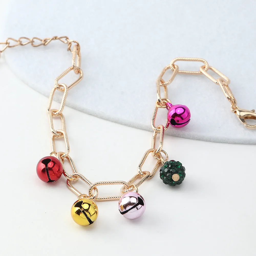 Colorful Bell Diamond Ball Geometric Chain Bracelet