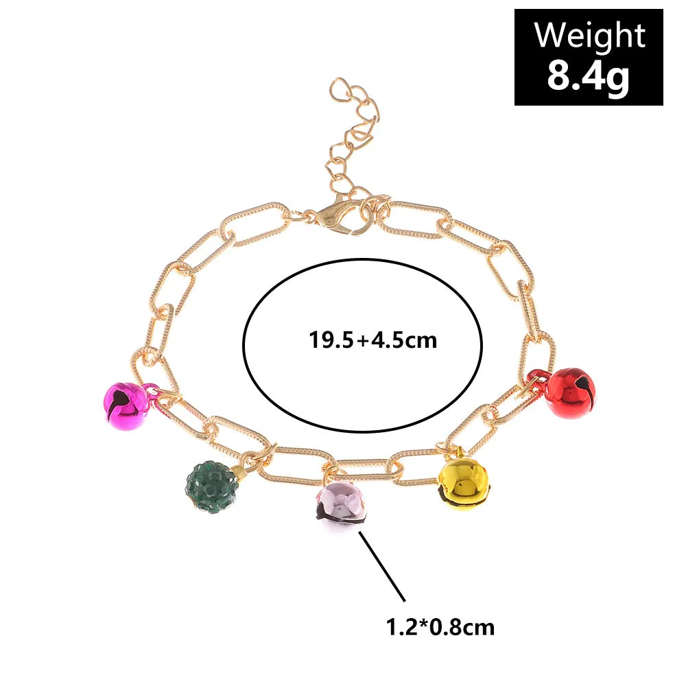 Colorful Bell Diamond Ball Geometric Chain Bracelet