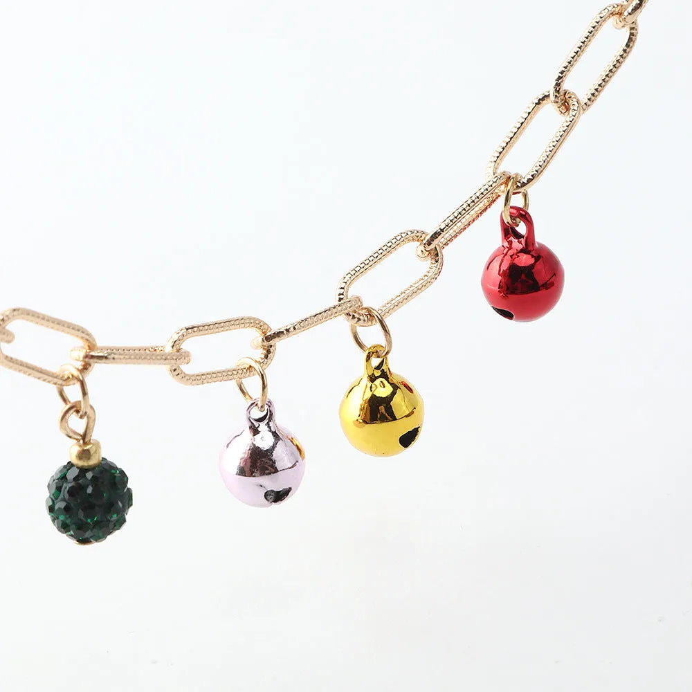 Colorful Bell Diamond Ball Geometric Chain Bracelet