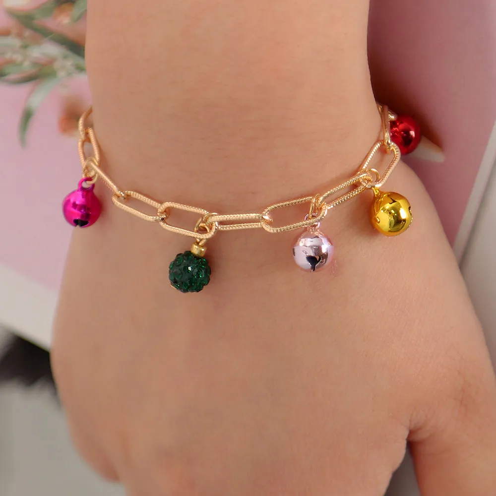 Colorful Bell Diamond Ball Geometric Chain Bracelet