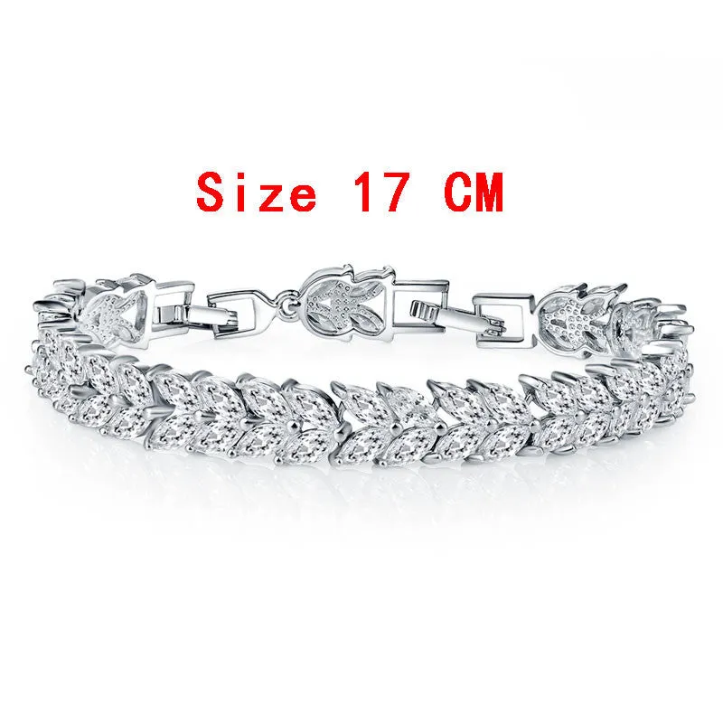 Colorful Cubic Zirconia Bracelet for Women Rose Gold Plated Snake Chain Jewelry Bracelets Luxury Engagement Jewelry