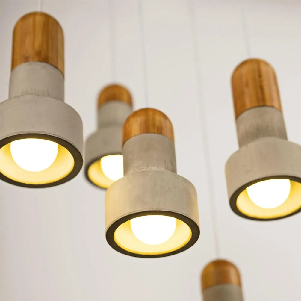 Concrete & Bamboo Pendant Light