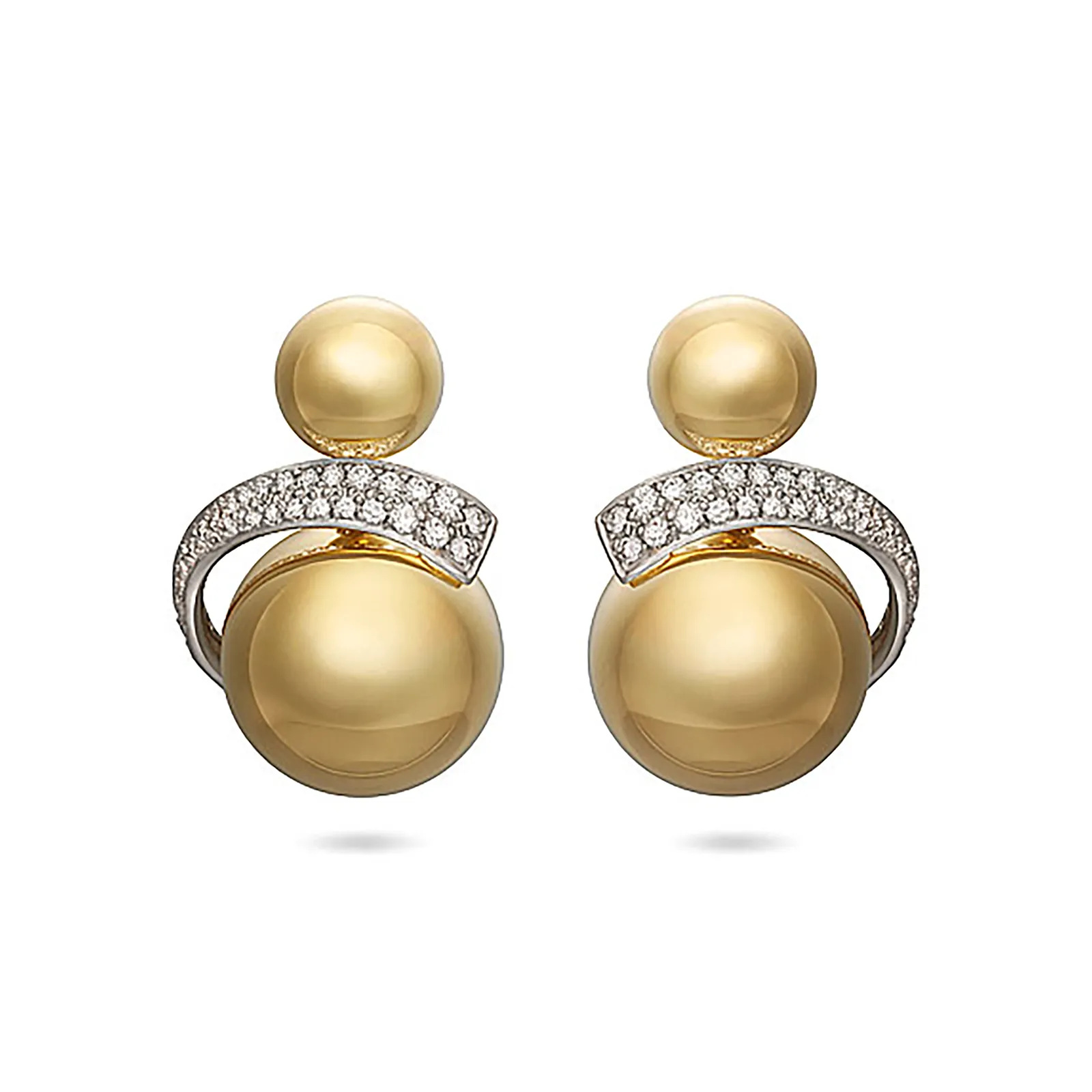 Contour Sphere Diamond and Yellow Gold Earrings