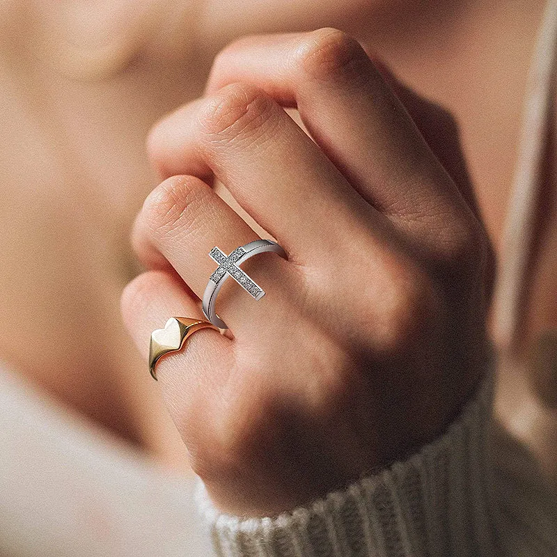 Cross Sterling Silver  Amulet Ring