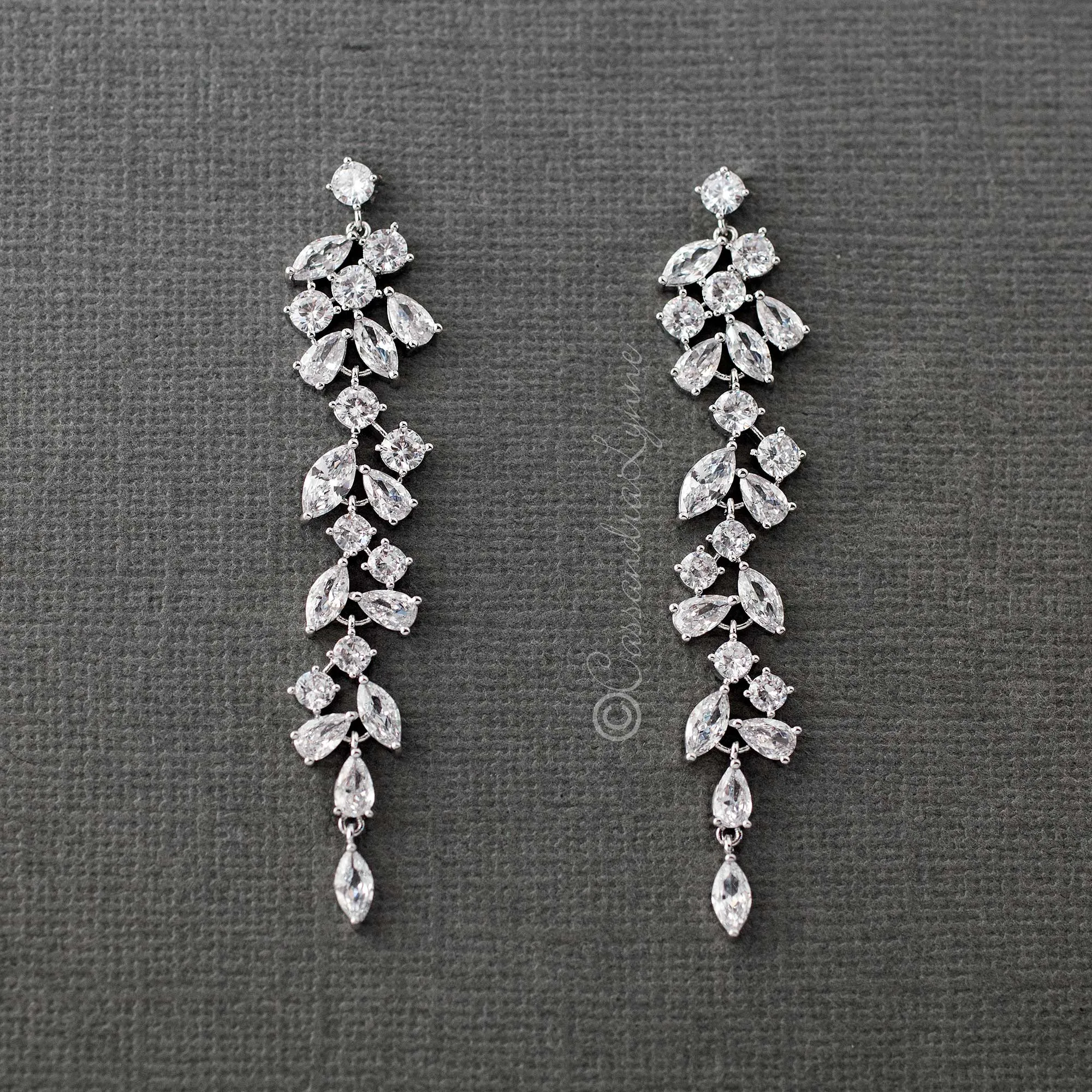 Delicate Multi Shape CZ Dangle Wedding Earrings