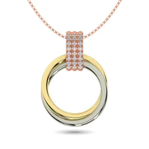 Diamond 1/10 ct tw Circle Shape Pendant in 10K Three Tone Gold