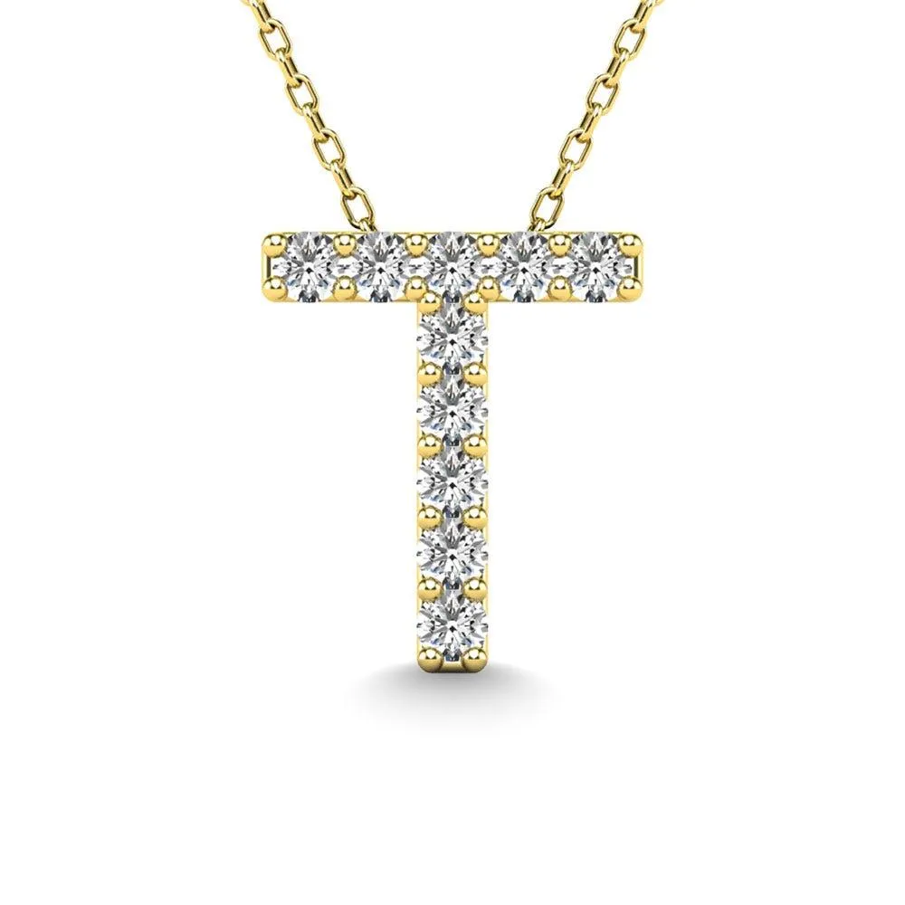 Diamond 1/10 Ct.Tw. Letter T Pendant in 14K Yellow Gold"