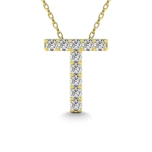 Diamond 1/10 Ct.Tw. Letter T Pendant in 14K Yellow Gold"