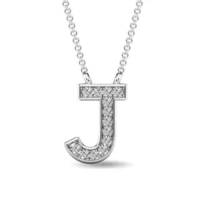 Diamond 1/20 Ct.Tw. Letter J Pendant in 10K White Gold