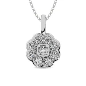 Diamond 1/4 ct tw Flower Pendant in 10K White Gold