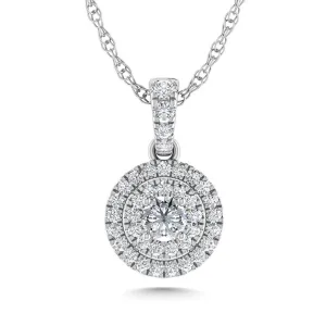 Diamond 3/8 ct tw Round Shape Fashion Pendant in 14K White Gold