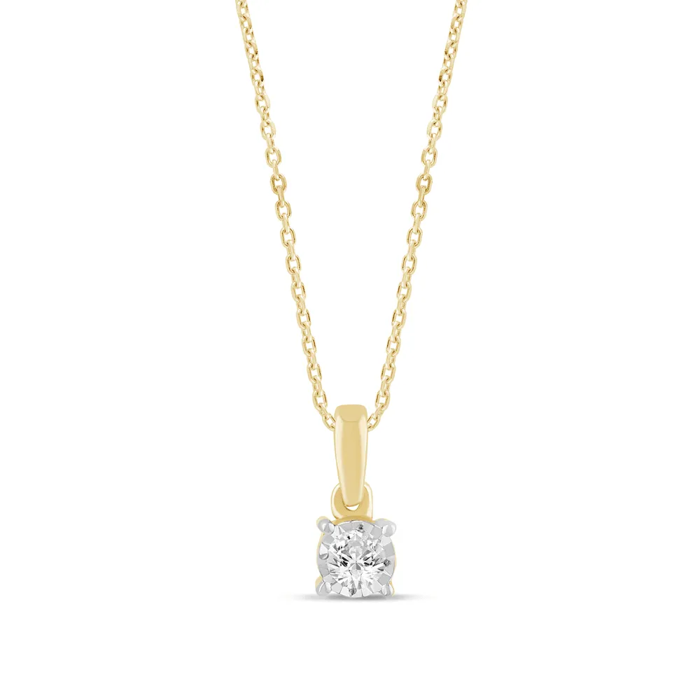 Diamond Set Solitaire Miracle Necklace in 9ct Yellow Gold