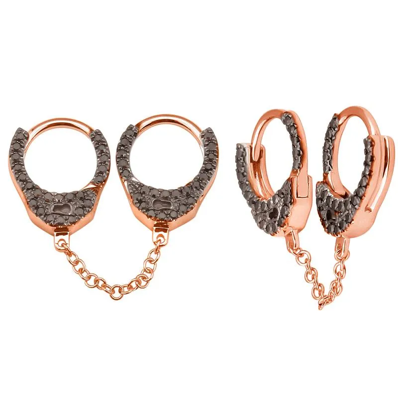 Double Handcuff Black Diamond Chain Huggies