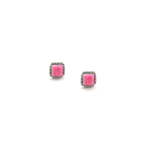 Double Twist Square Studs - Pink