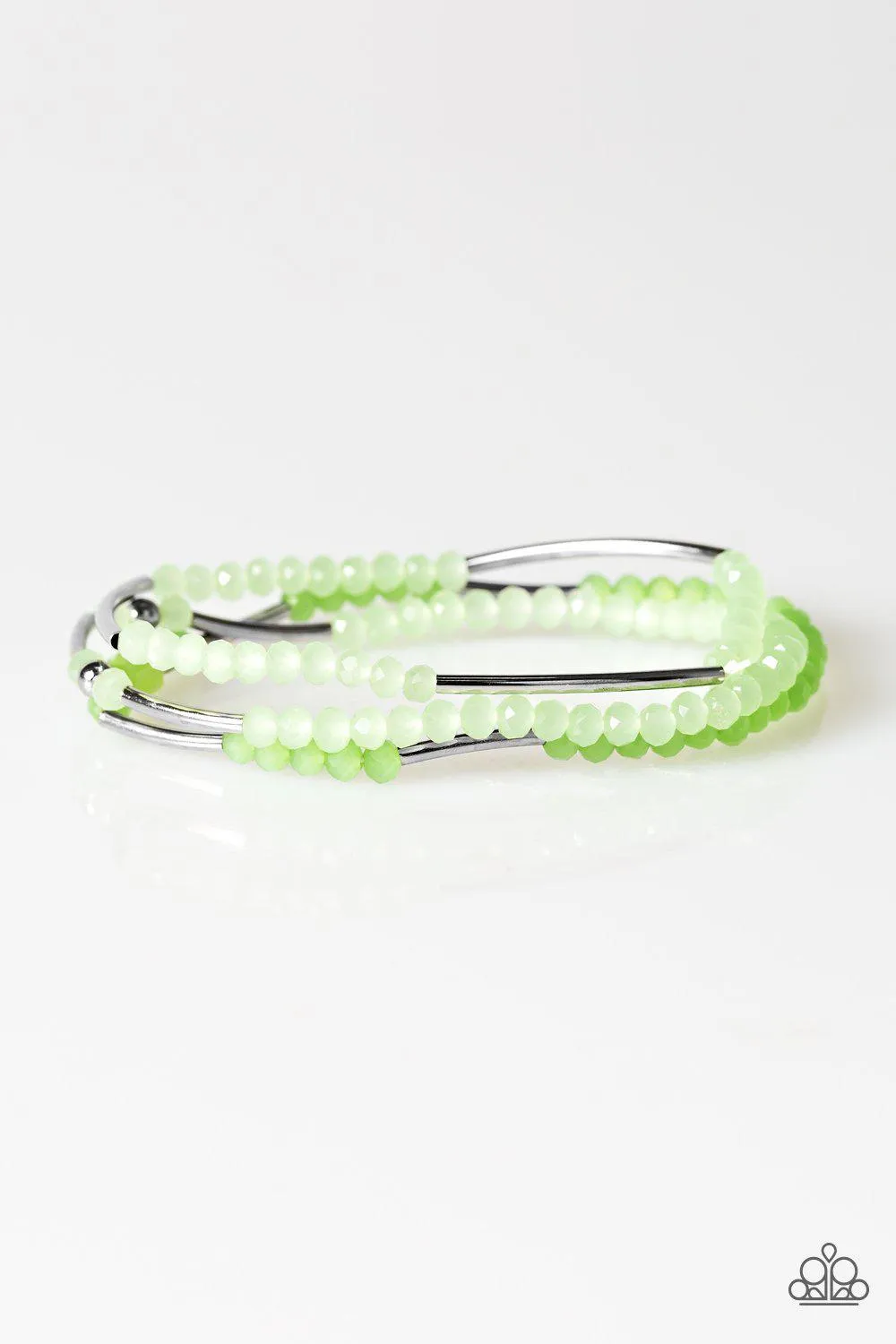 Dream Gleam Green and Silver Stretch Bracelet Set - Paparazzi Accessories