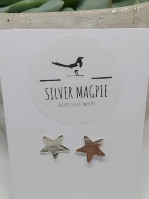 Earrings - Large Hammered Star Studs