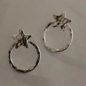 Earrings - Small Hammered Star and Hoop Studs