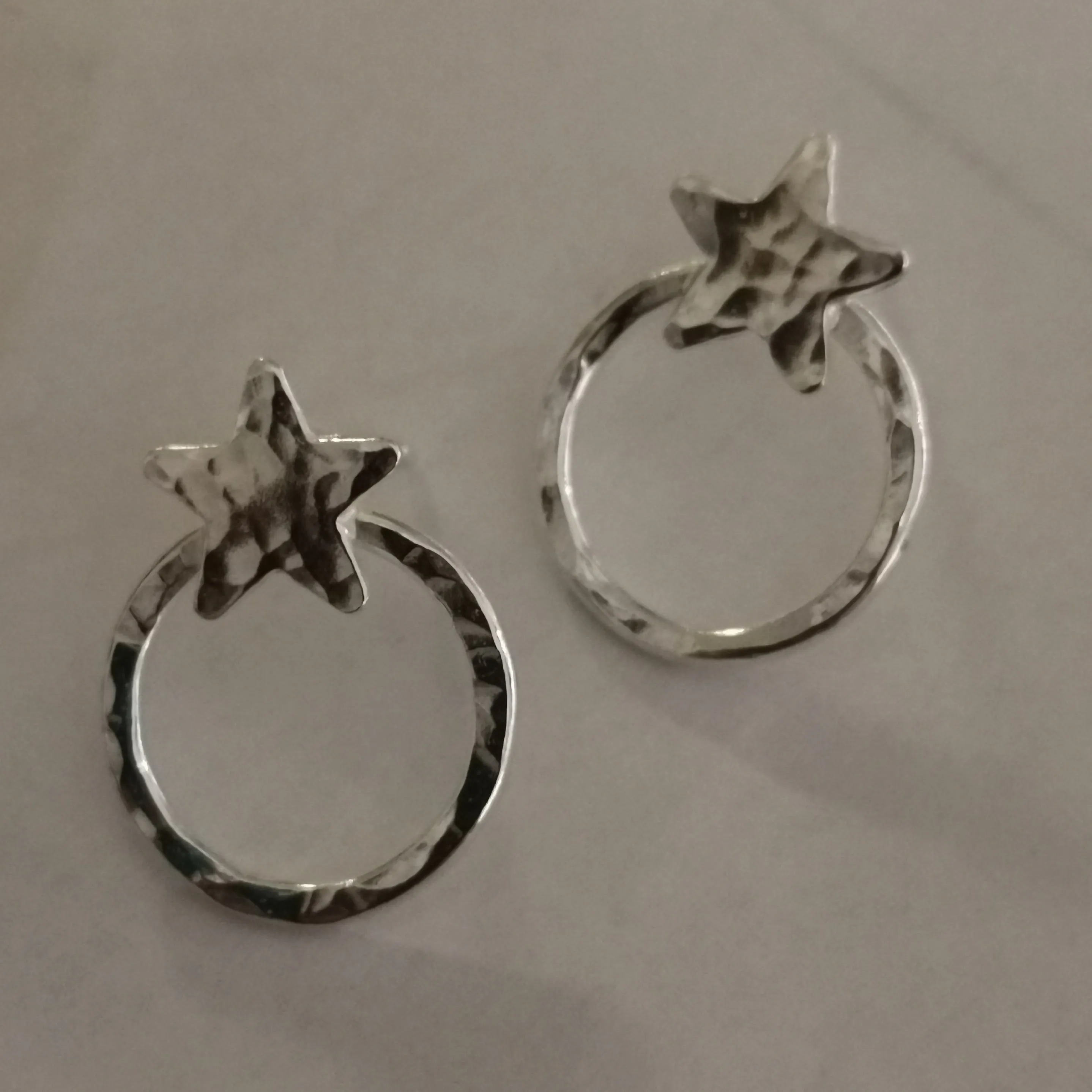 Earrings - Small Hammered Star and Hoop Studs