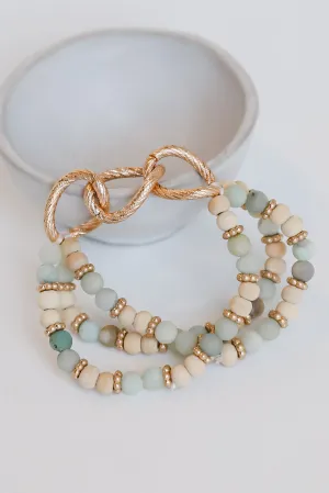 FINAL SALE - Sloane Mint Beaded Bracelet Set