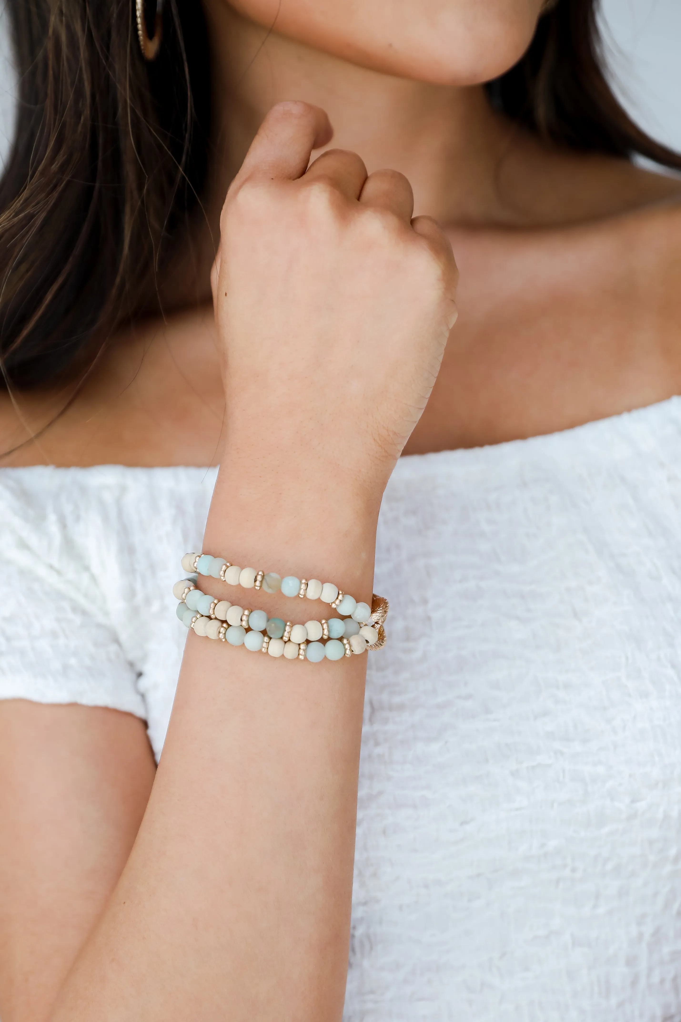 FINAL SALE - Sloane Mint Beaded Bracelet Set