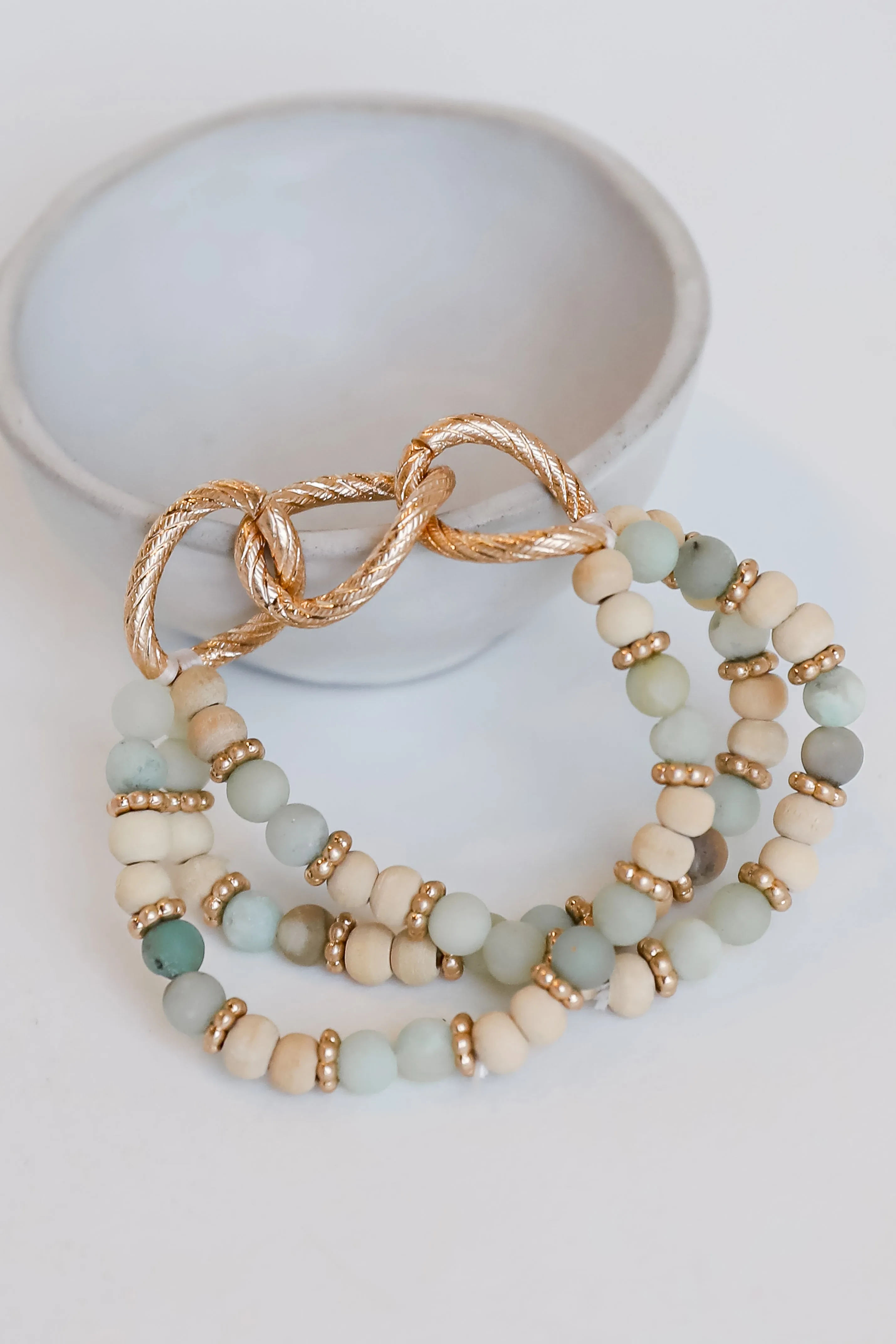 FINAL SALE - Sloane Mint Beaded Bracelet Set