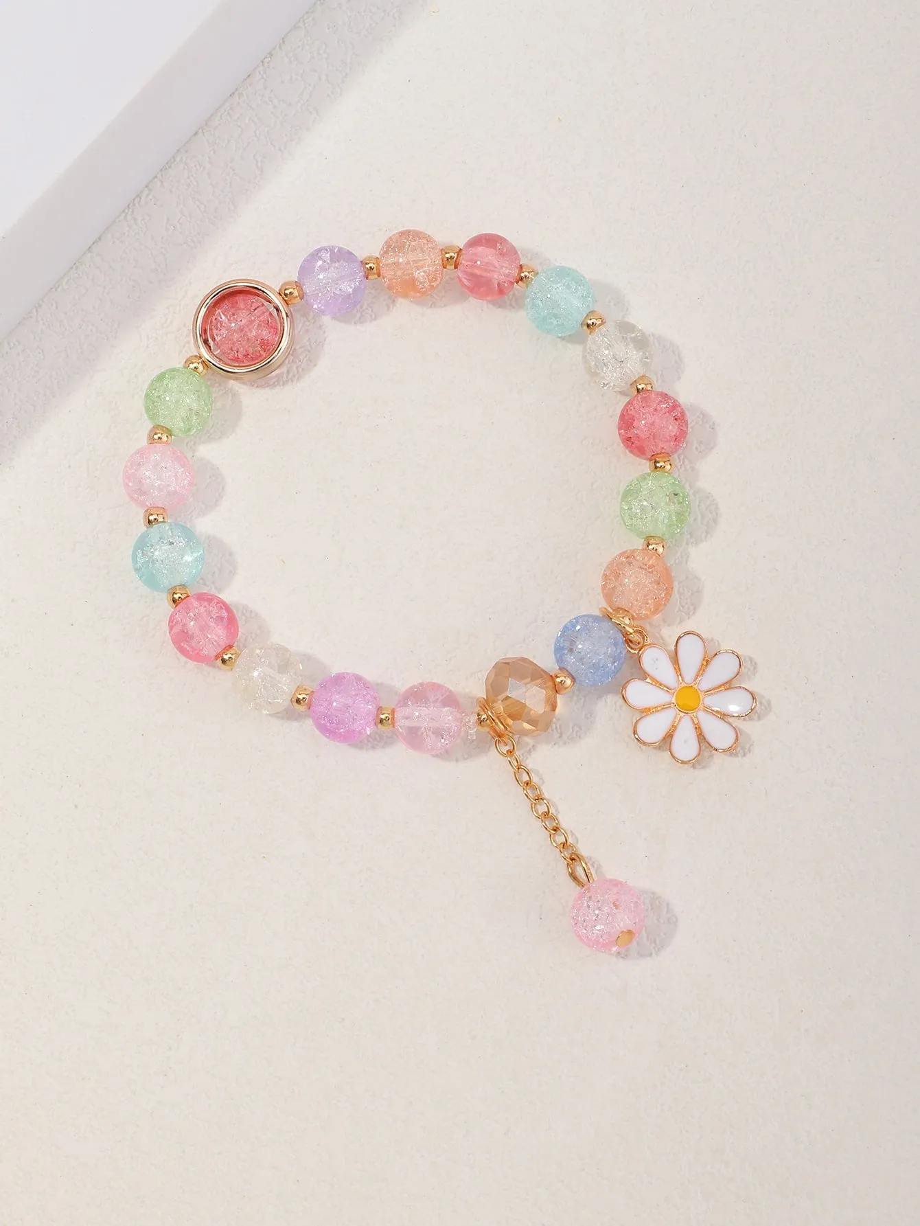 Flower Charm Colorful Beaded Bracelet Boho Crafted Creative Beads Design