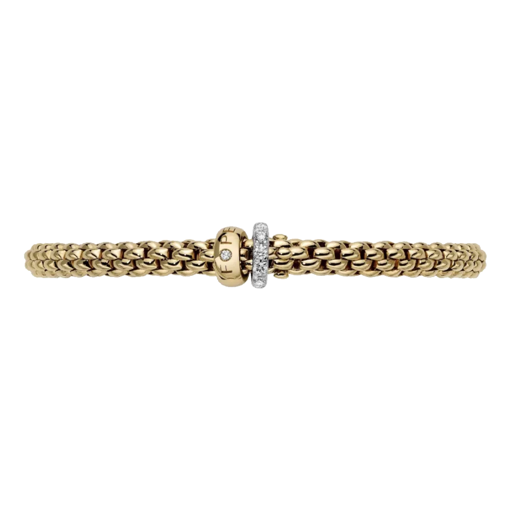 FOPE Solo Flex'it Bracelet with a Double Rondel and Diamond Pavé