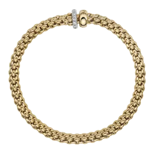 FOPE Solo Flex'it Bracelet with a Double Rondel and Diamond Pavé