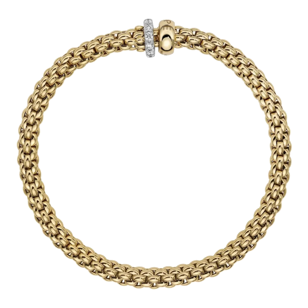 FOPE Solo Flex'it Bracelet with a Double Rondel and Diamond Pavé