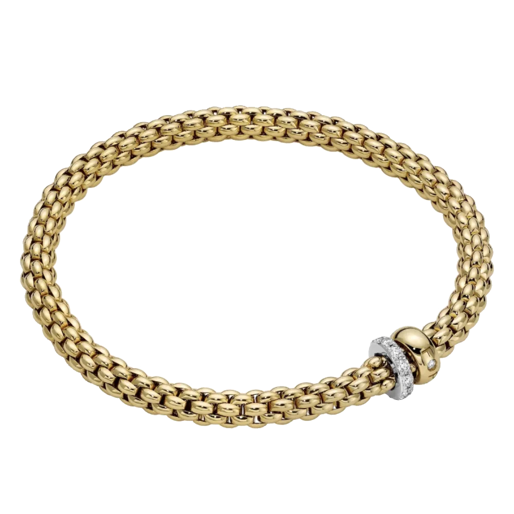 FOPE Solo Flex'it Bracelet with a Double Rondel and Diamond Pavé