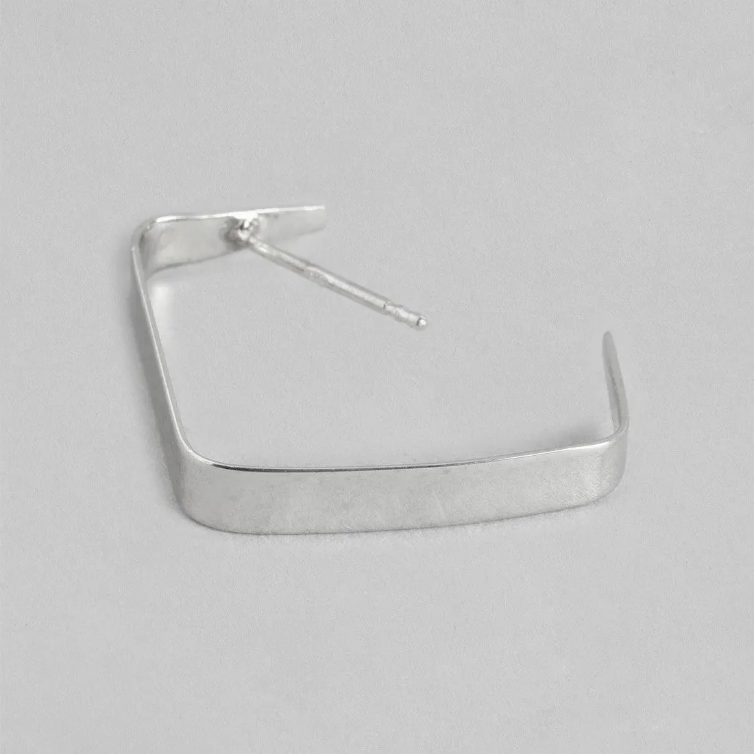 Geometrical Rhodium Plated 925 Sterling Silver Hoops