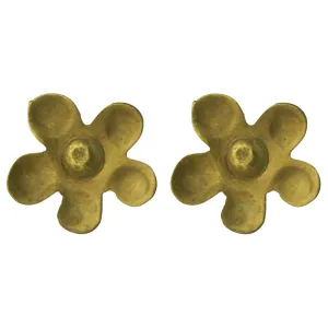 Gia Flower Post Earring, Brass