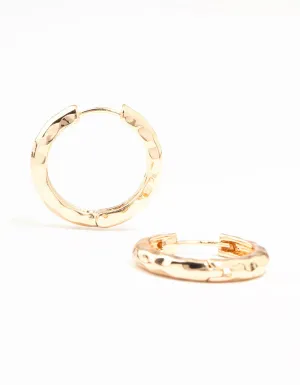 Gold Beaten Clicker Hoop Earrings