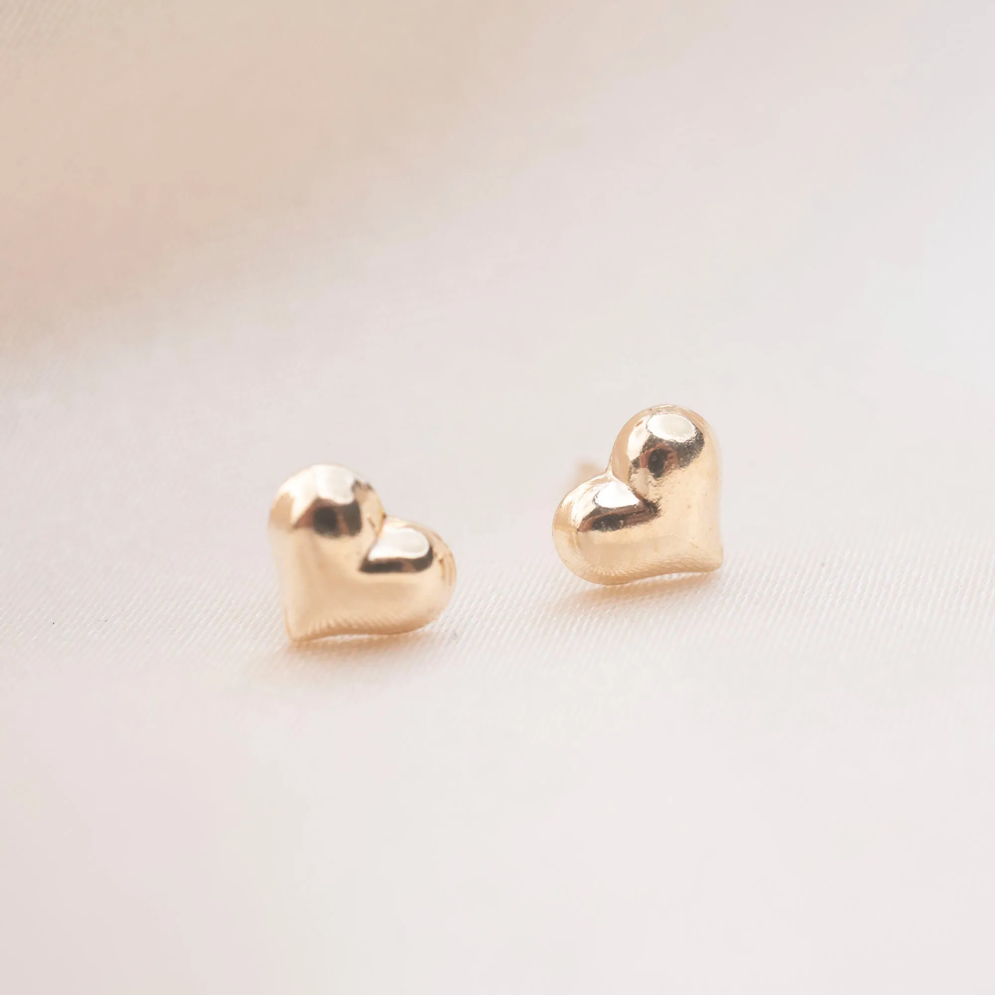 Gold Filled Puffy Heart Studs