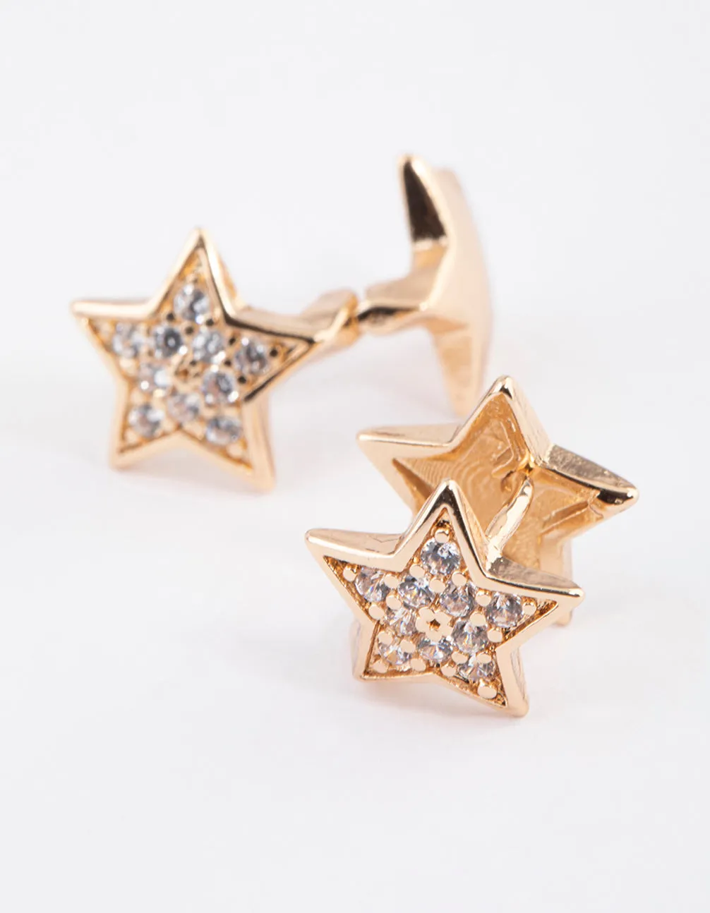 Gold Mini Diamante Star Stud Earrings