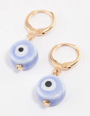 Gold Mini Evil Eye Huggie Earrings