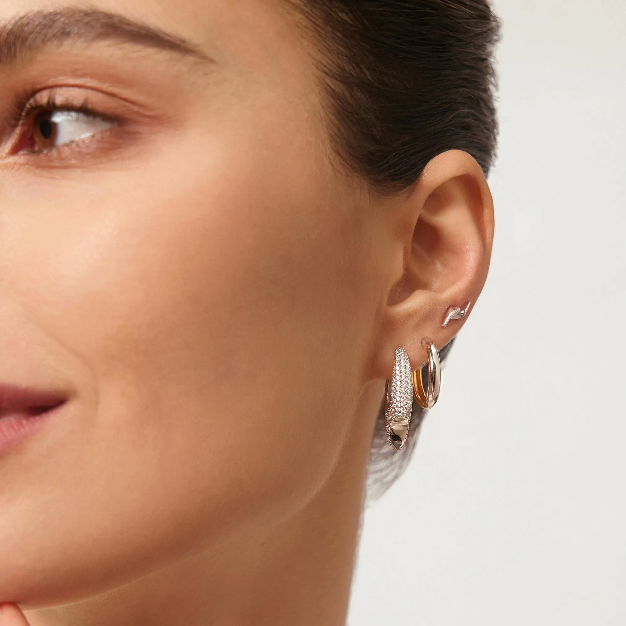 Gold Pave Arrow Hoop Earrings