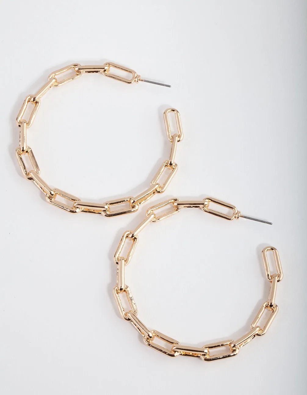 Gold Rectangle Wire Hoop Earrings