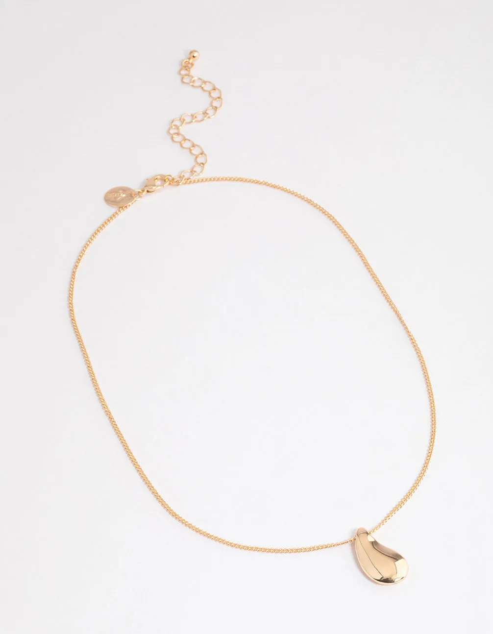 Gold Smooth Pear Pendant Necklace