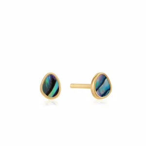 Gold Tidal Abalone Stud Earrings