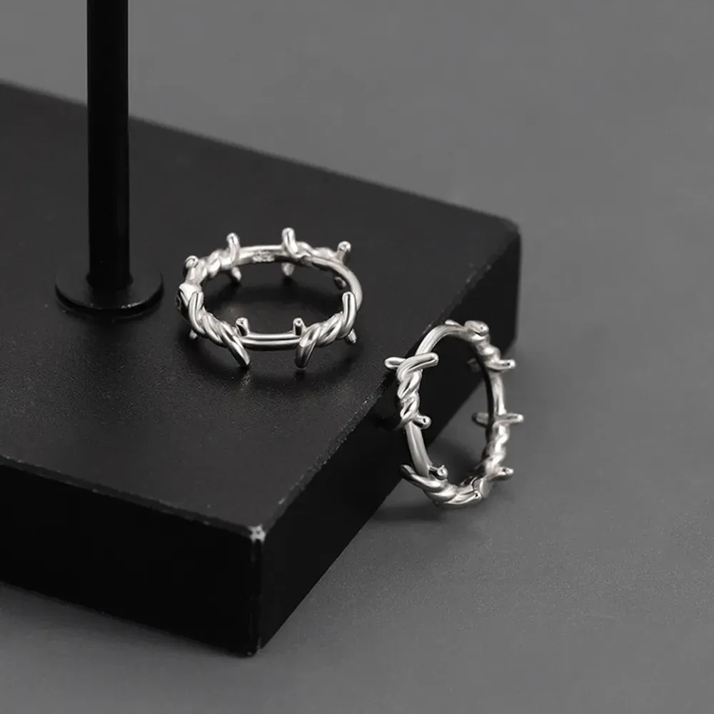 Gothic Silver Color Thorns Hoops Earrings For Women Men Teens Luxury New Fashion Trendy Party Jewelry Aesthetic Accessories