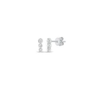 Graduated Diamond Bar Stud Earrings