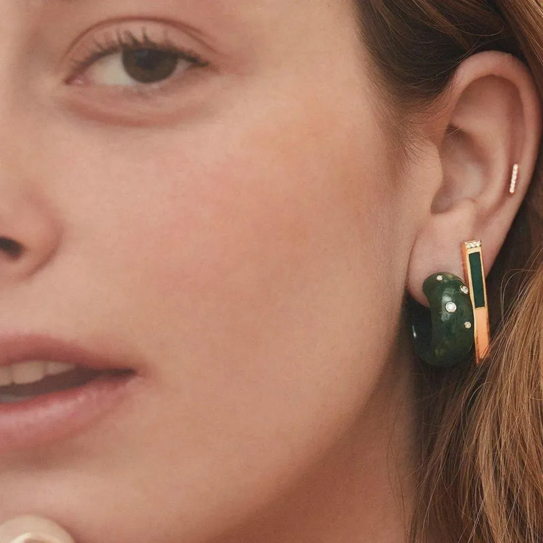 Green Onyx Hoops