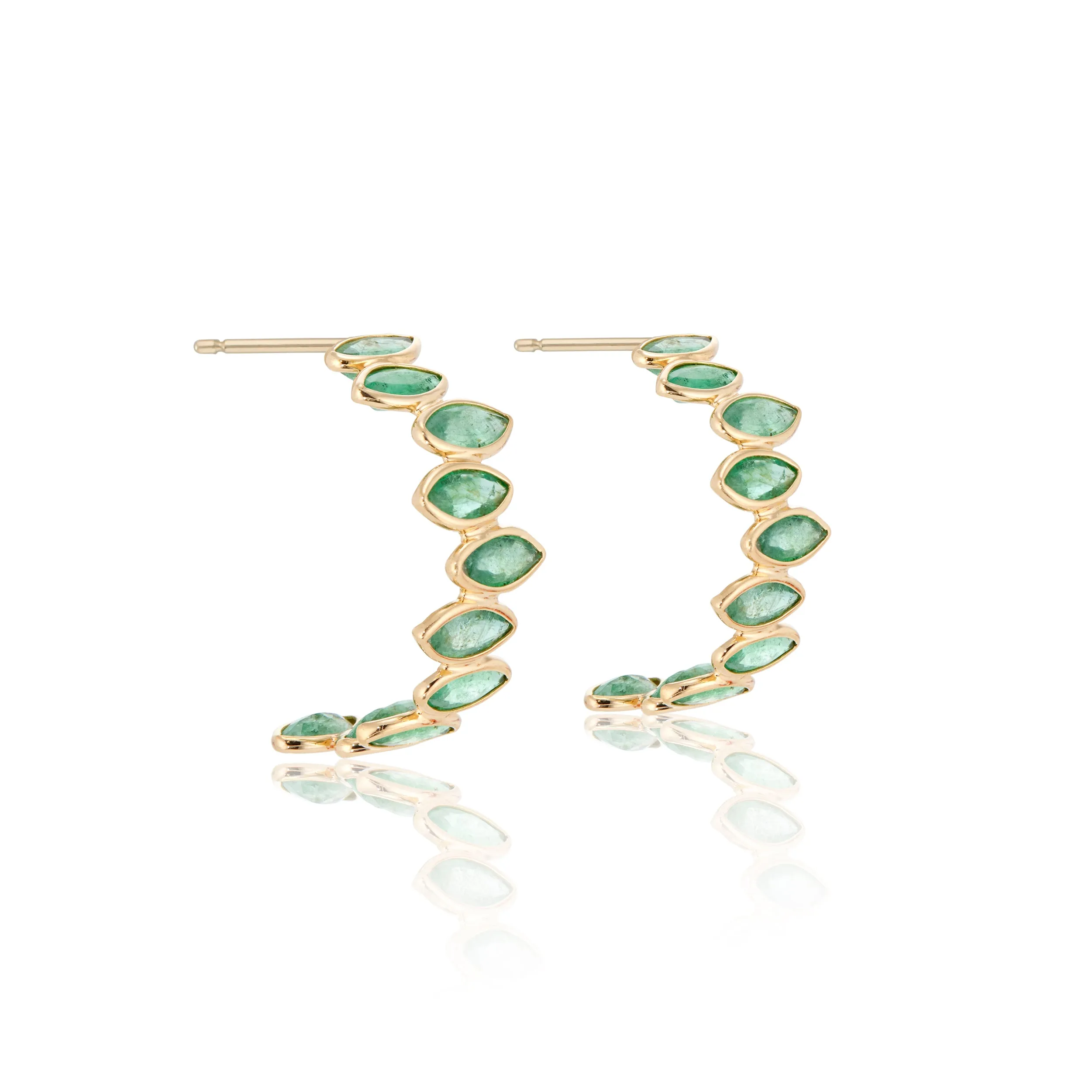 Harley Emerald Hoops, 18K Yellow Gold