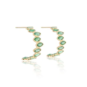 Harley Emerald Hoops, 18K Yellow Gold